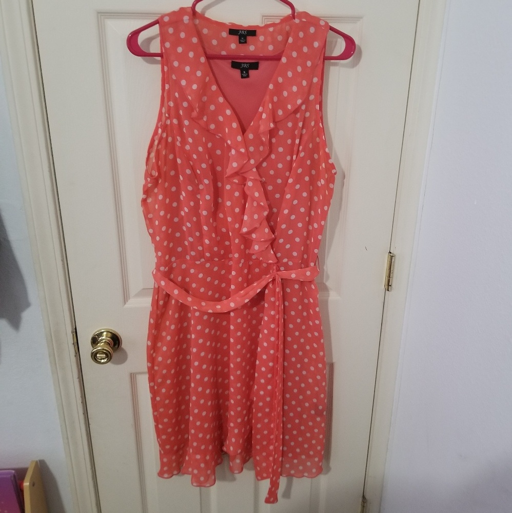 Orange and white polka dress